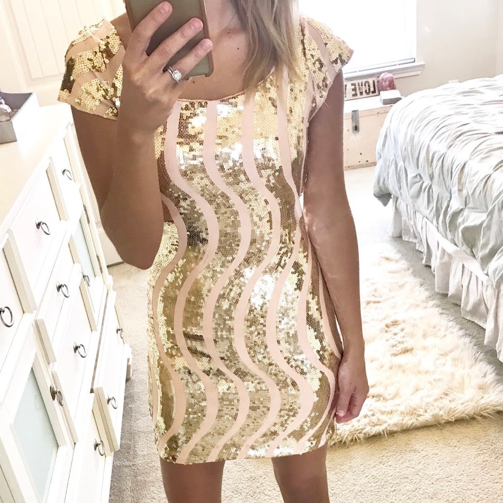 Blush/Gold Sequin Dress